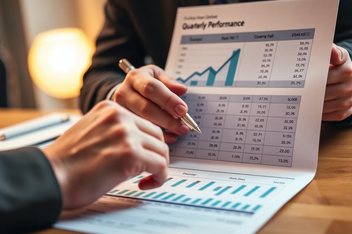 Advisor reviewing quarterly performance with a client