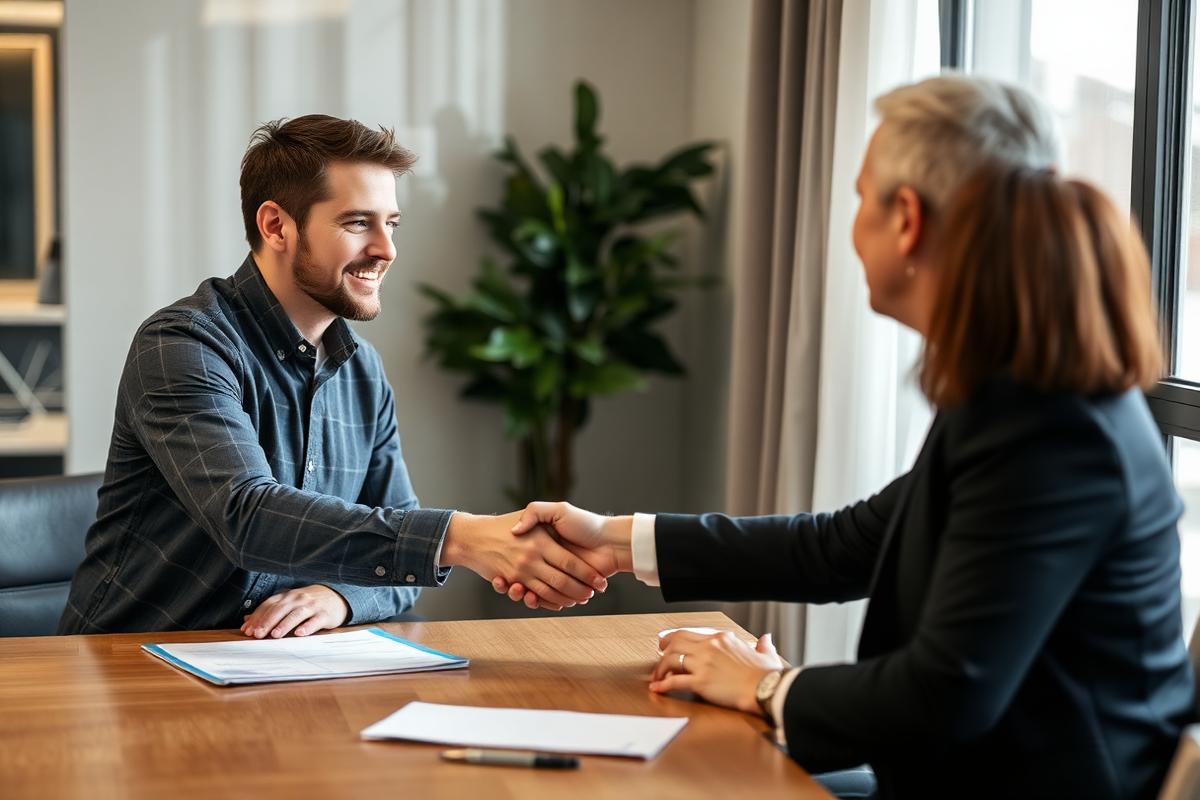 Advisor and client shaking hands